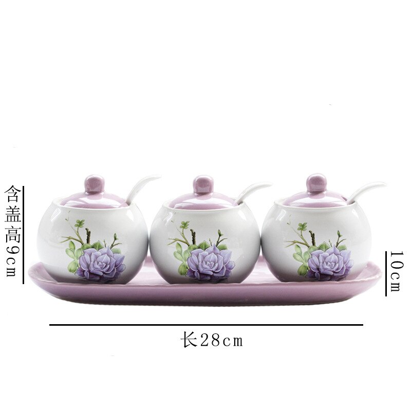 Keuken benodigdheden keramische kruiden pot set saus azijn kruiden doos lade pot zout shaker combinatie laden: A010