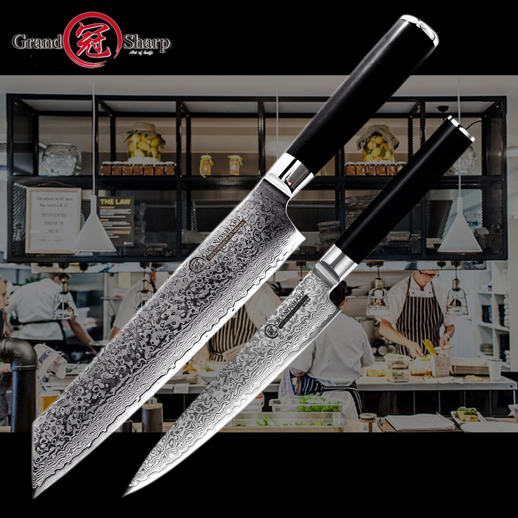 Chef Knife Set VG10 Japanese Damascus Steel Nakiri Kiritsuke Utility Kitchen Knives Cooking Tools Stainless Steel Scabbard