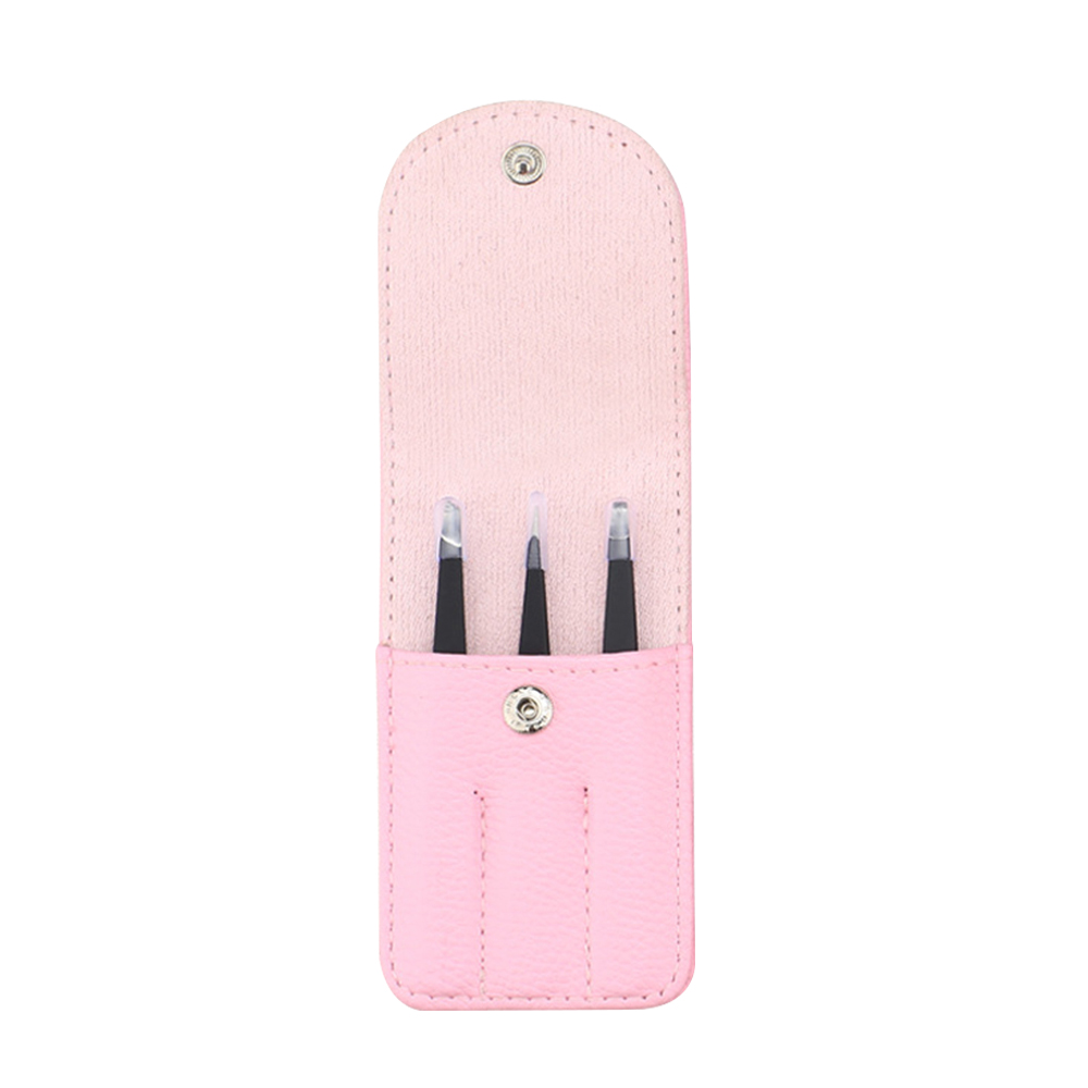 3Ppcs/Set Professionele Wenkbrauw Pincet Rvs Punt Tip/Slant Tip/Flat Tip Ontharing Makeup tool Kit TSLM1: 3Pcs-Pink