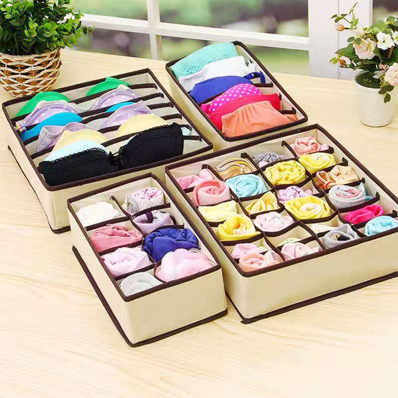 Foldable Fabric Closet Underwear Organizer Storage Box Drawer Divider Room Organization for Underware Bra Ties Belts Socks
