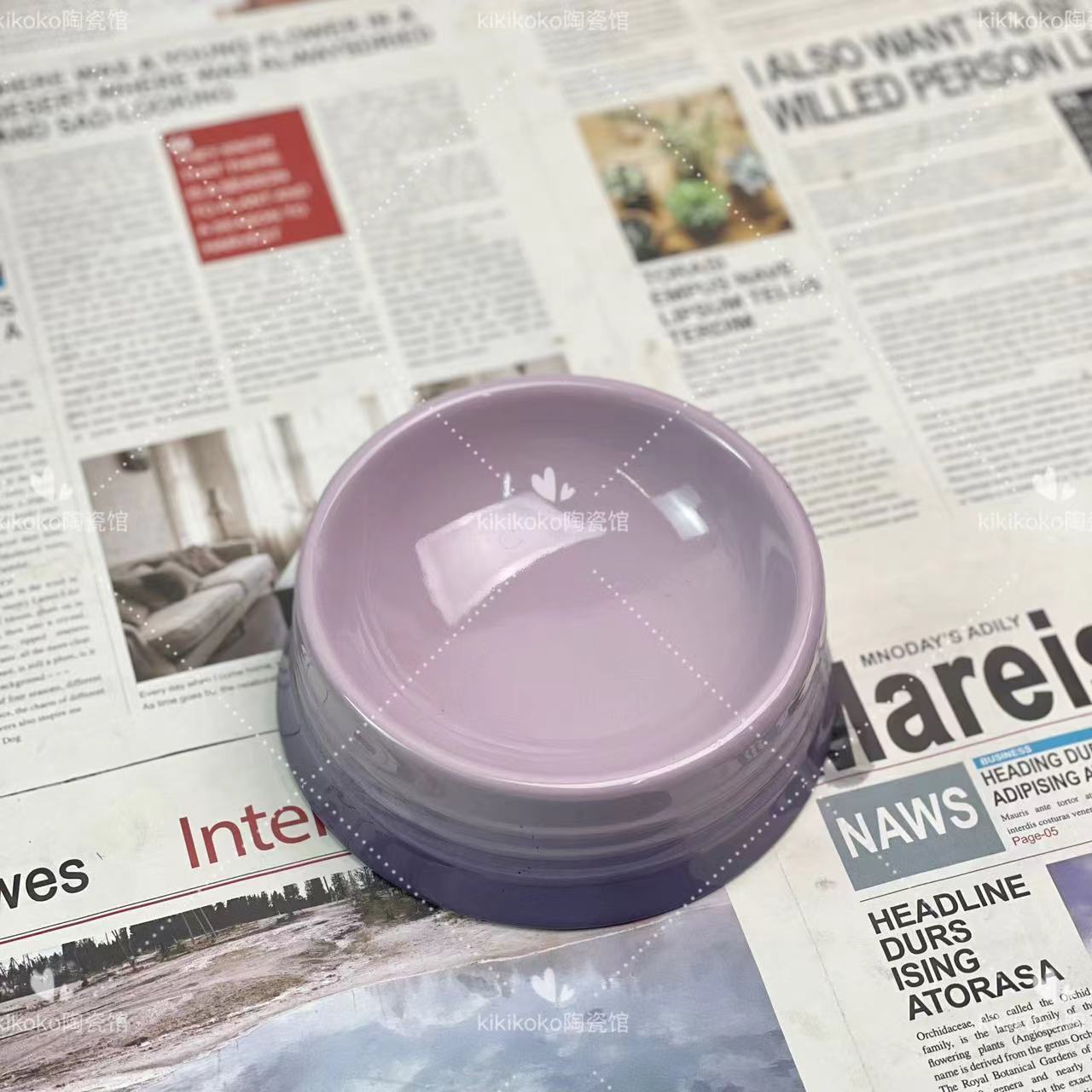 Bol d'eau en céramique française pour chat, Protection des pieds hauts, calibre Cervical, 5 pouces, eau potable, couleur Macaron de haute beauté: Rouge