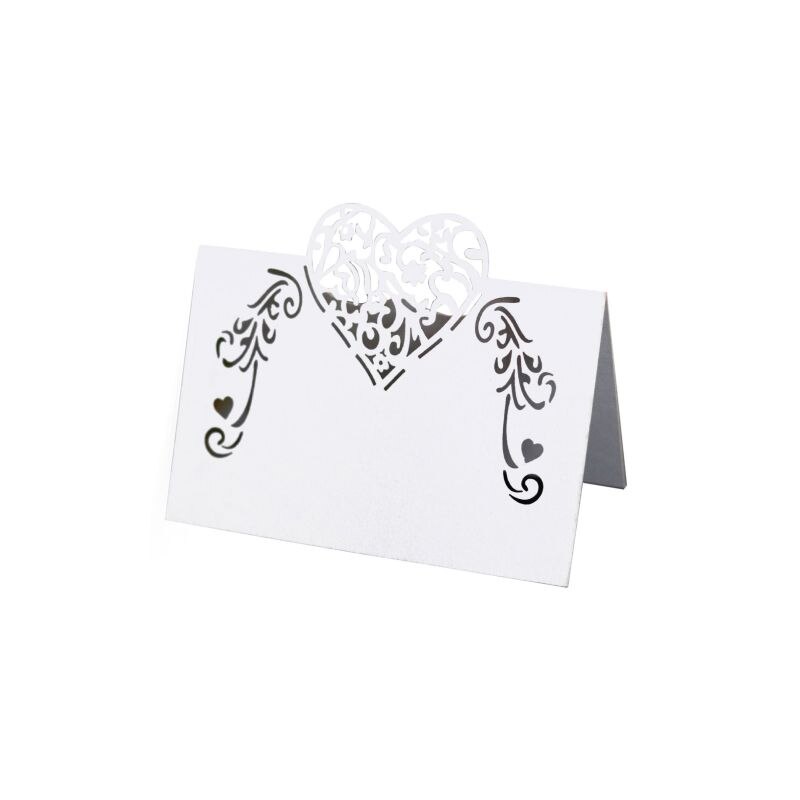 Bord bord kort udhulet bryllup invitation kort kort bord navn beskeder lykønskningskort bryllup fest kort 50 stk.: W
