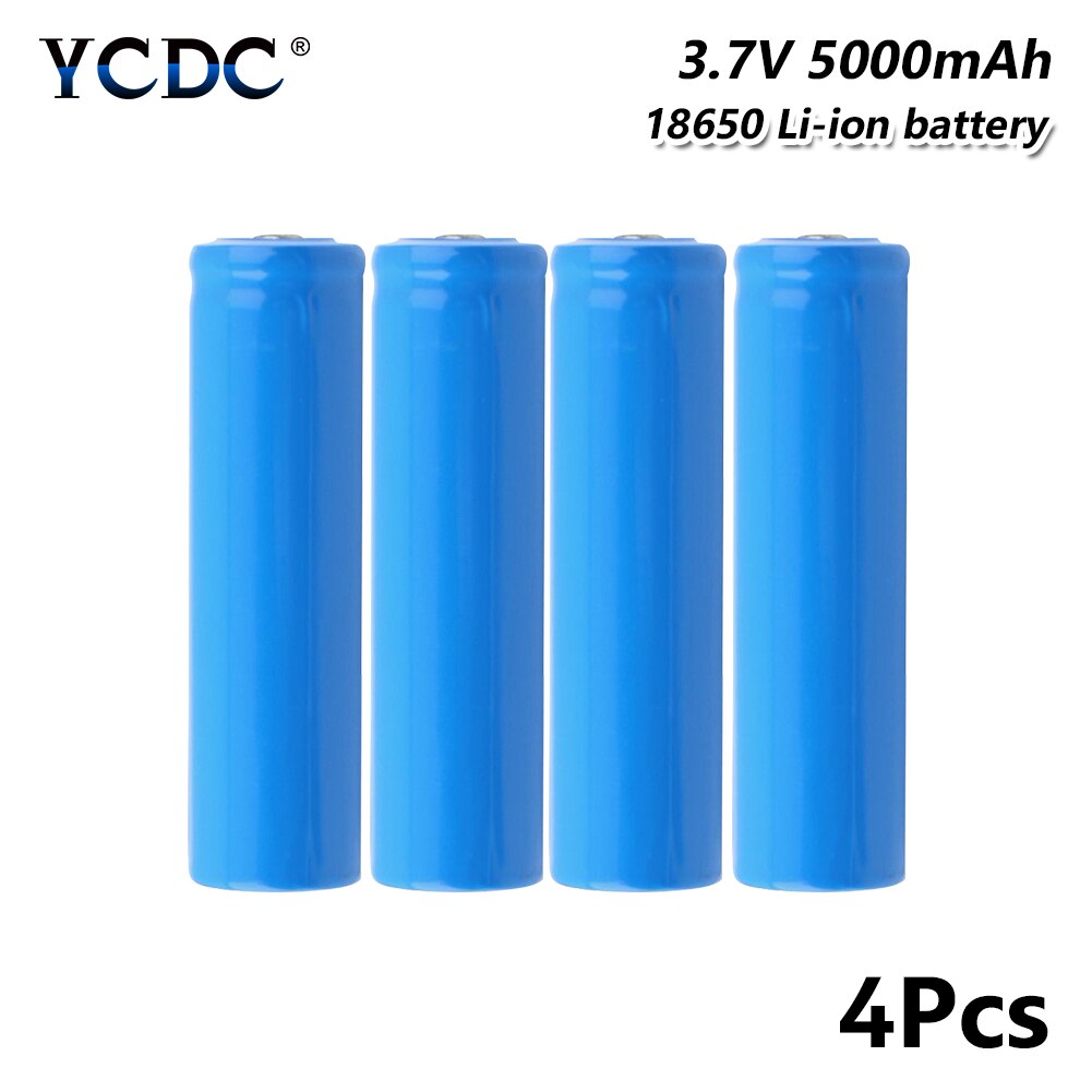 8 Stuks Batterij 18650 3.7V 5000 Mah Li-Ion Oplaadbare Batterij 18650 Batterij Voor Zaklamp + 1 Pcs 18650 Batterij Lader: only 4 battery