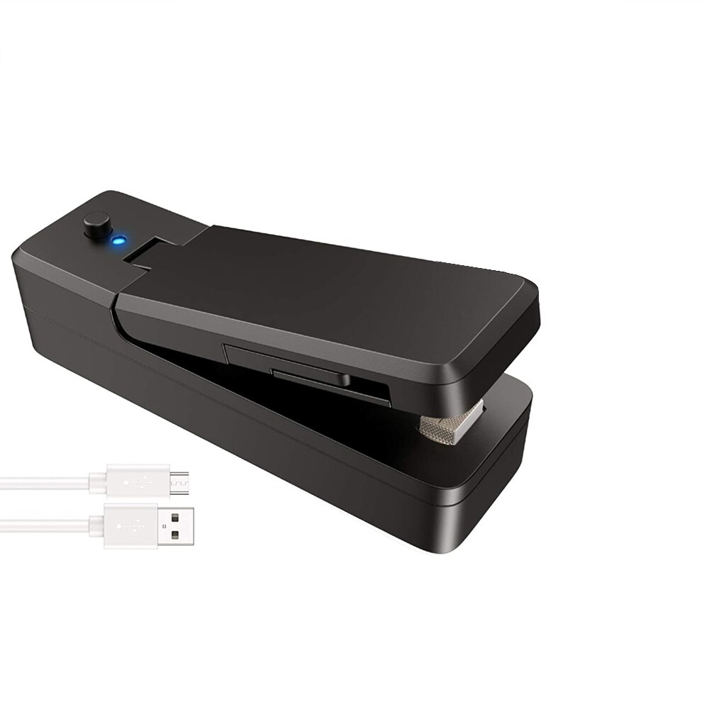 Mini Bag Sealer 2-In-1 Draagbare Dichtlassen Oplaadbare Handheld Vacuüm Dichtlassen &amp; Cutter Voor plastic Zak Opslag Voedsel: 1 pack black