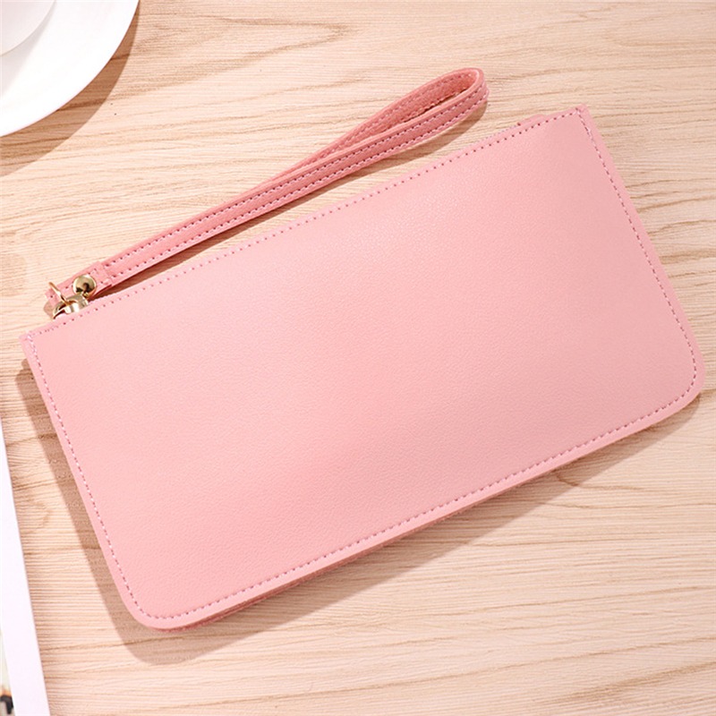 Portefeuille en cuir PU pour femme, porte-cartes, solide, fermeture éclair, porte-monnaie, pochette femme,: Marron