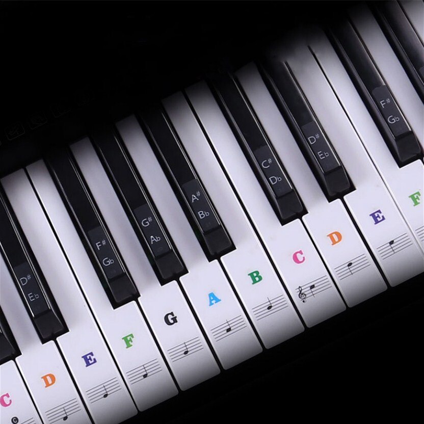 Transparent klaver keyboard klistermærke 88/61/54/49 nøgle elektronisk keyboard nøgle klaver stave note klistermærke til hvide nøgler