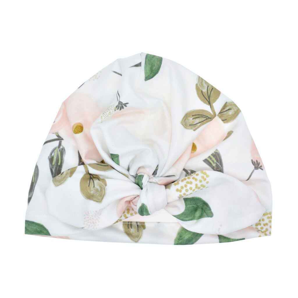 Pasgeboren Baby Jongen Meisje Baby Zonnehoed Bloemen Strik Cap Peuter Tulband Foto Props: Green