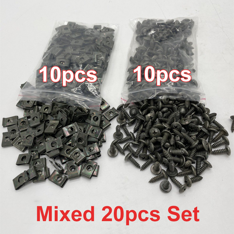 Tornillos autorroscantes, Clip de sujeción de Metal para coche, motocicleta, Clip tipo U con tornillo, Clip de protección antioxidante, Kit de hoja de hierro: Azul