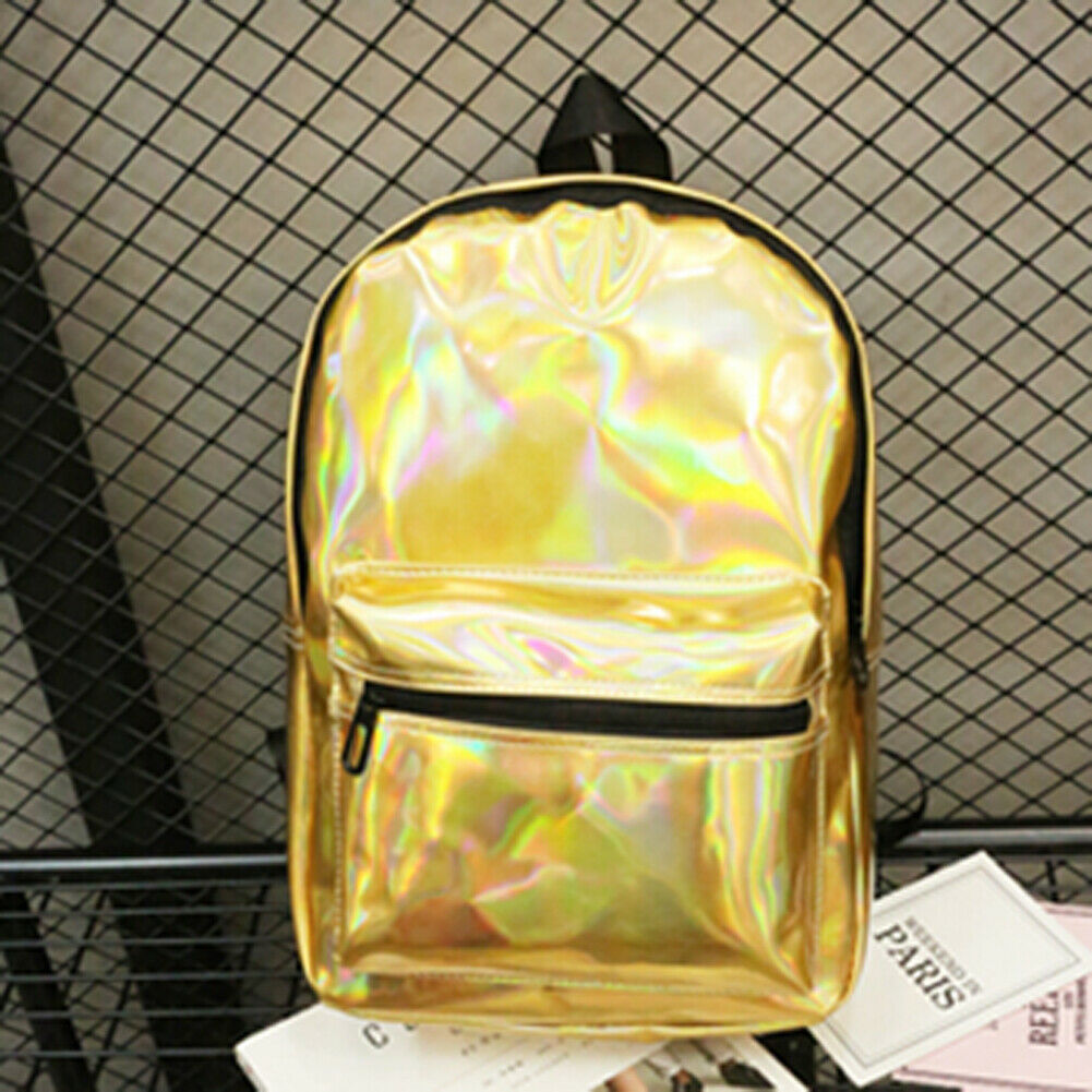 plus récent femmes décontracté holographique Laser sac à dos voyage PU cuir grande capacité Anti-vol Bling école voyage sac à dos: Or