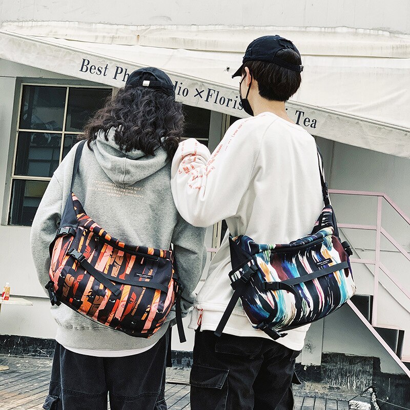 Fashion Hip-hop Casual Haversack Crossbody Messenger Bag New Graffiti Inkjet Printer Street Shoulder Bags