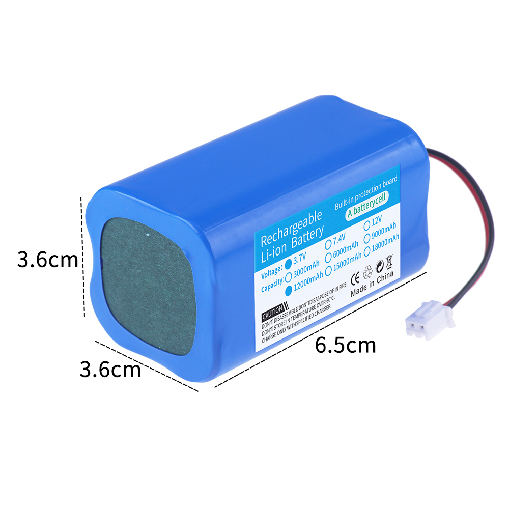 Lithiumbatterie 3,7 V 18650 mit XH2.54-2P-Stecker 3000/6000/12000 mAh wiederaufladbarer Akku zum Angeln LED-Licht Bluetooth-Lautsprecher: Schwarz