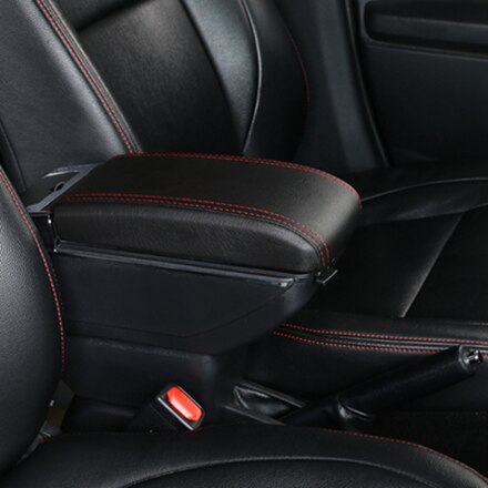 Accoudoir central en cuir synthétique pour ford ecosport, boîte de rangement, porte-gobelet, cendrier, accessoire de style automobile: D styke noir rouge