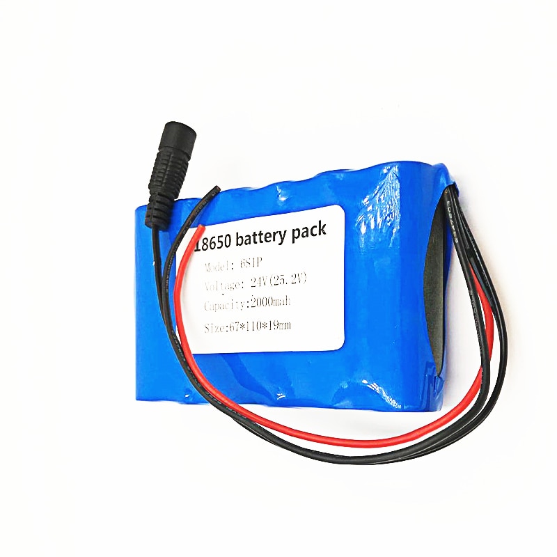 24v 6S1P 18650 Battery Pack DC 24V 2000mah Rechargeable Battery for Small Motor Motors / LED Strip Protection