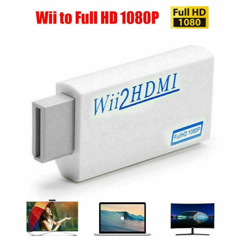 Draagbare Wii Naar Hdmi Converter Adapter Wii2HDMI Full Hd Converter Audio Output Adapter Tv 3.5Mm Audio Voor Pc Hdtv monitor