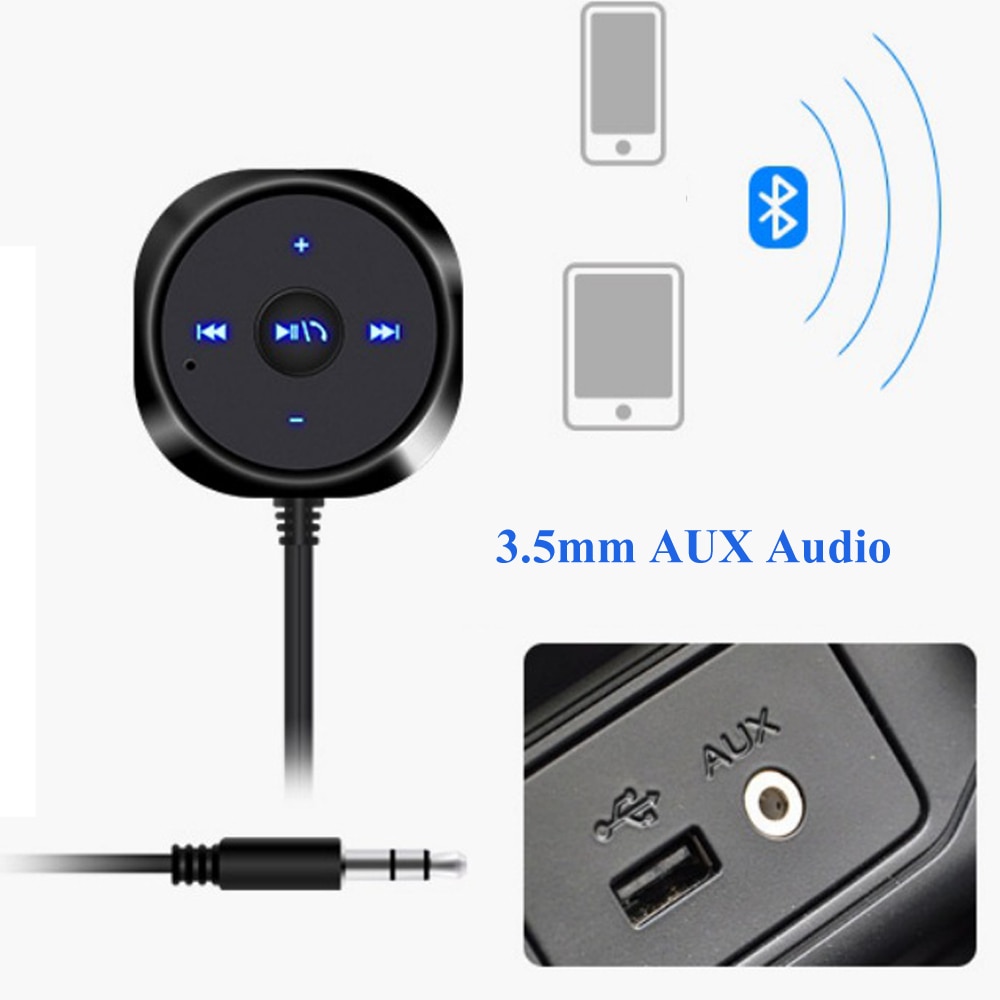 Kebidumei Handsfree Bluetooth Carkit Draadloze bluetooth 3.5mm AUX Muziek Ontvanger Kit met USB Car Charger voor Iphone Android