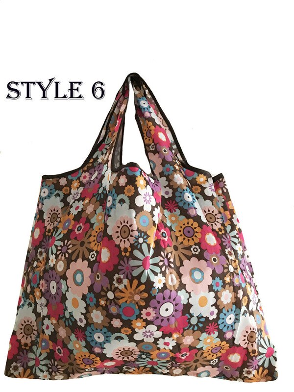 Noenname-Null Herbruikbare Opvouwbare Dames Boodschappentas Eco Floral Tote Handtas Fold Away Bag: 6