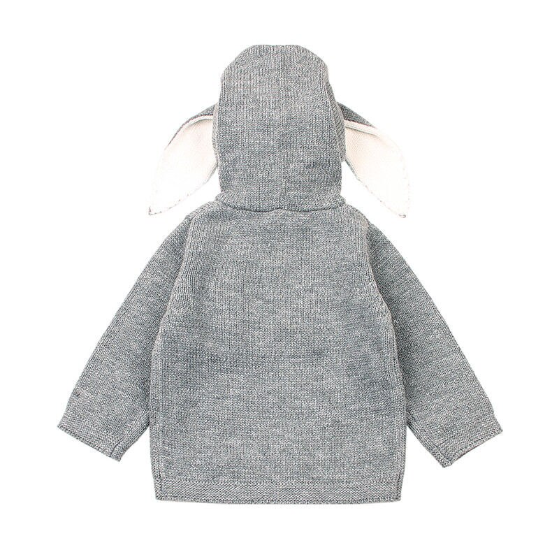Toddler baby dreng piger strikket afslappet kanin hætteklædte sweater børn børn pullover strikning vinter varm overtøj 0-24m