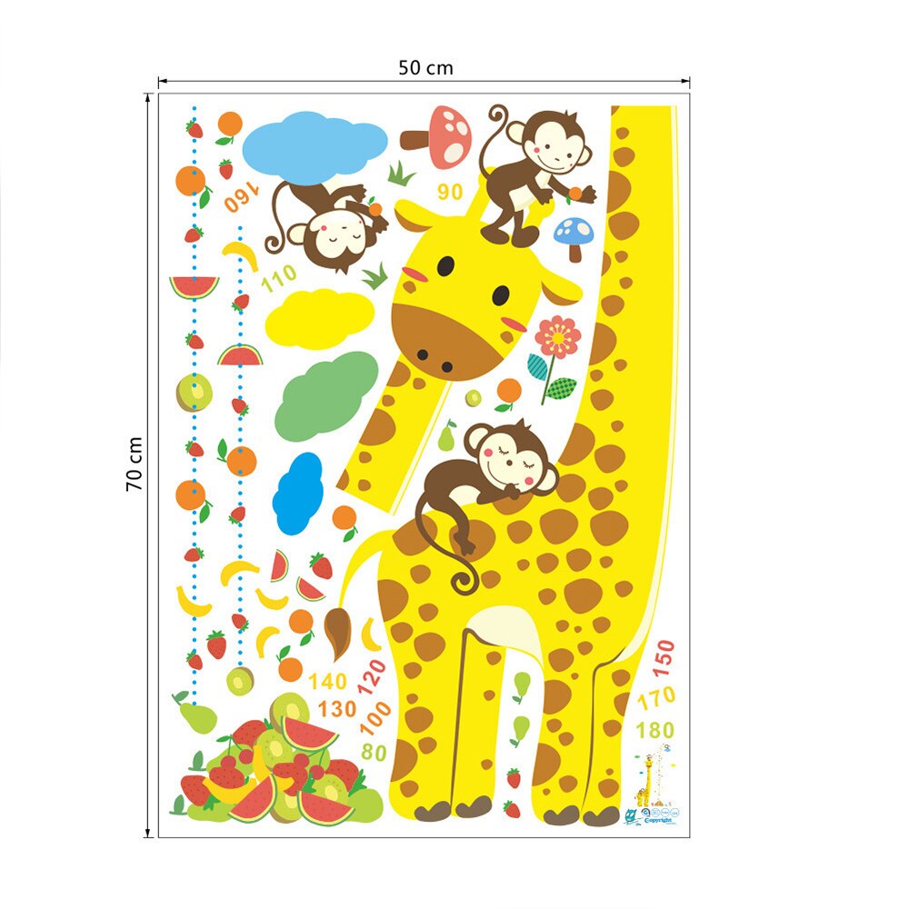 Wall paper Mural Baby Girl Boy Room Growth Chart Stickers Cute Animals Stack Height Measure Wall Stickers Decal Kids Vinyl: 1