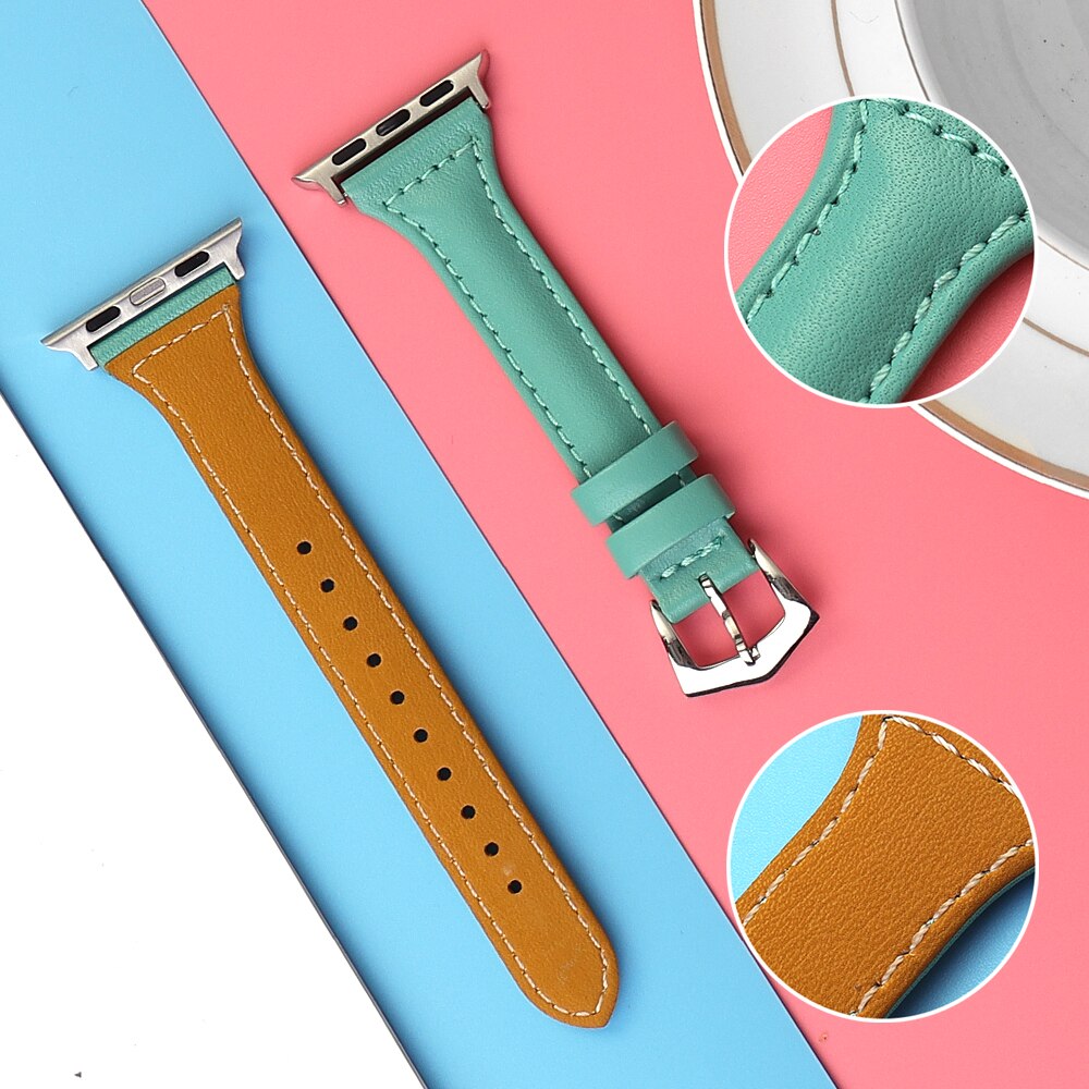 Lederen Band Voor Apple Watch Band 44Mm 40Mm 42Mm 38Mm Iwatch Armband Series5 4 3 2 1 Armband Vervanging Accessoires