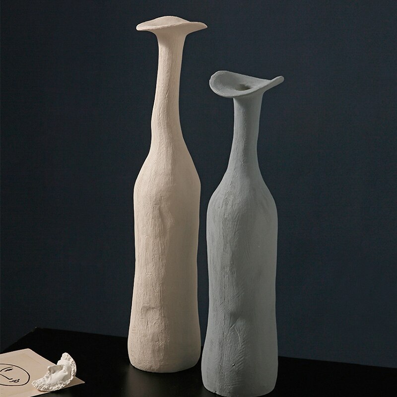 1 stk moderne keramisk vase minimalistisk morandi farvede vaser stue boligindretning nordisk stil skulptur kunst ornamenter