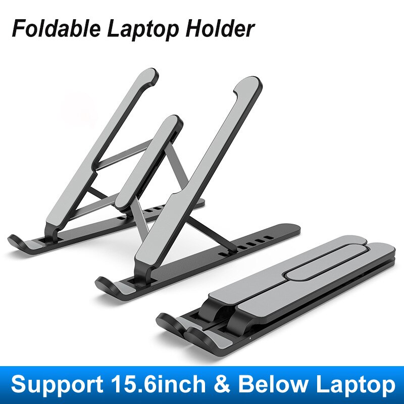 P1 Pro Foldable ABS & Aluminum Foldabl Laptop Tablet Stand Portable Desktop Holder Mount Adjustable Laptop Accessories: Black