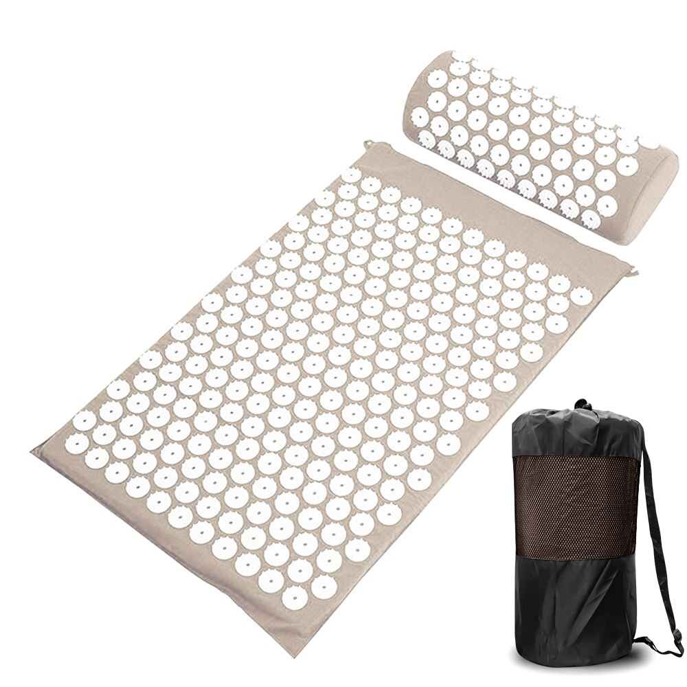 Esterilla masajeadora de acupresión para cuello y espalda, almohada corporal, aplicador, almohadilla de masaje de pies, aplicador: Grey