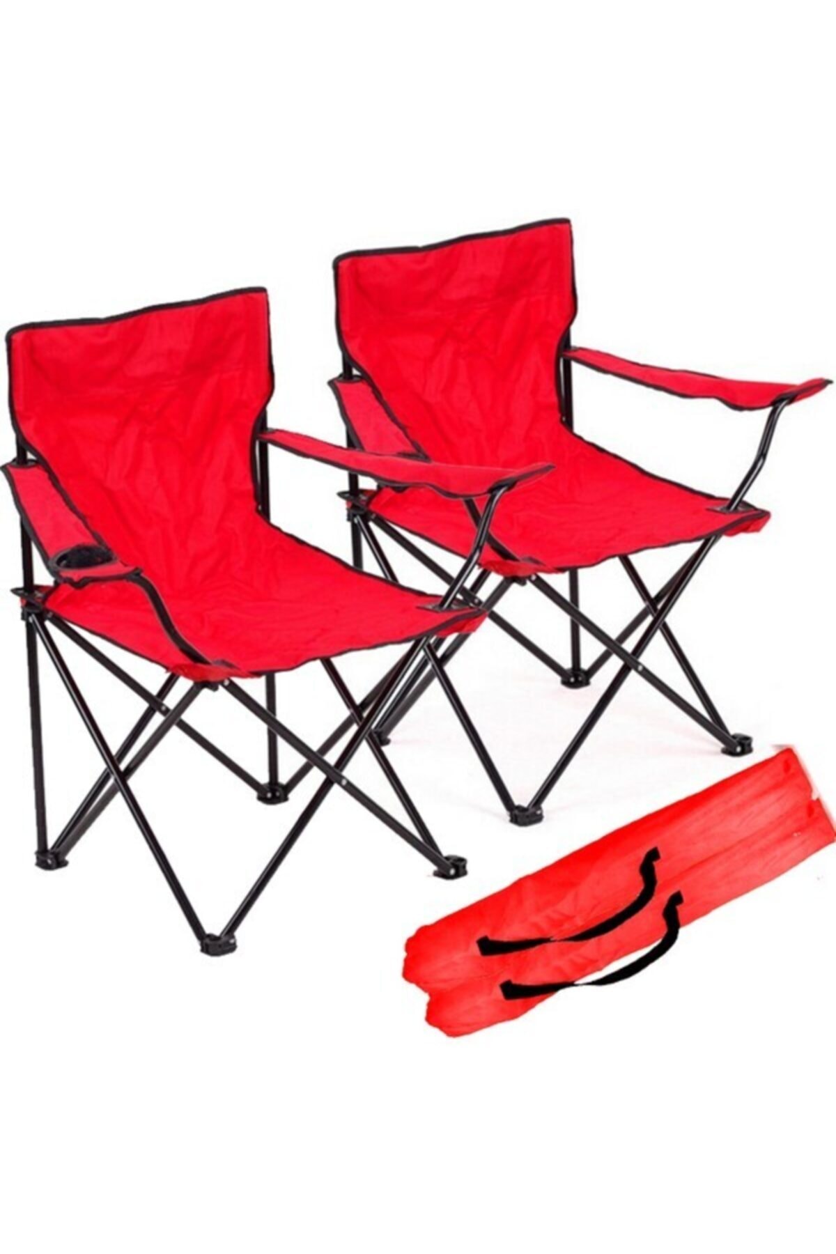 Red Folding Bag Camping Chair 2 Pcs