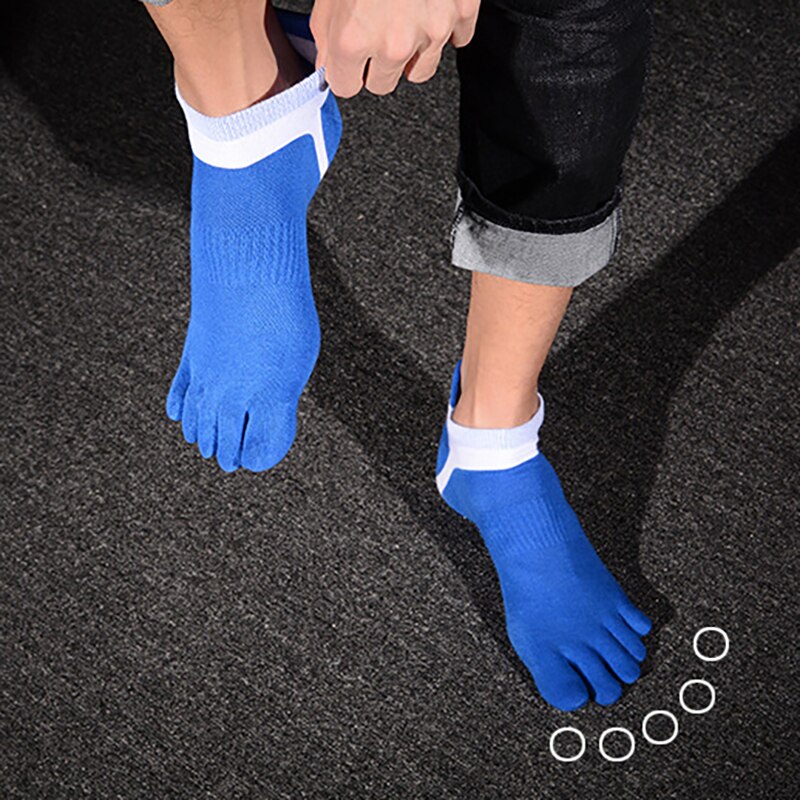 Taobo 10 par stribet afslappet, åndbar, svedabsorberende fem-toed mandlige bådsokker mesh meias sport, der løber fem fingertå sokker