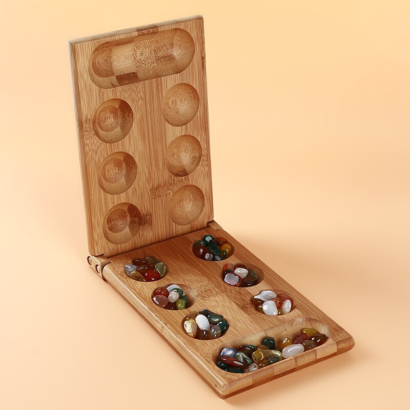 Baby Toys Mancala Board Strategy Game Children's Educational Toys Board Game Folding Bamboo Board Children Board Strategy Game