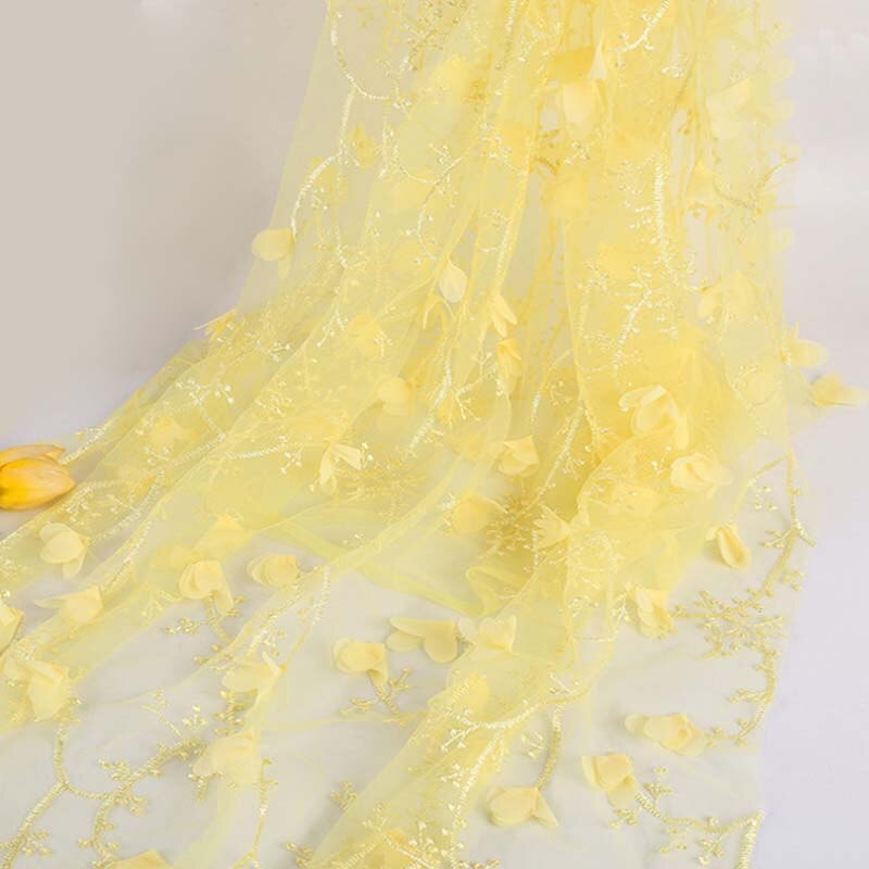 Tyll blomsterblonde stof til kjole afrikanske gardinstoffer, blonder net broderi diy tøj syningsklud 1 yard