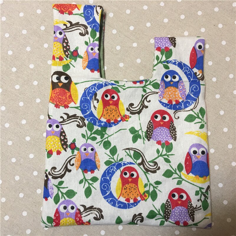 YILE Cotton Linen Wrist Carry Bag Wrap Knot Pouch Coin Phone Bag Print owls Moon W01