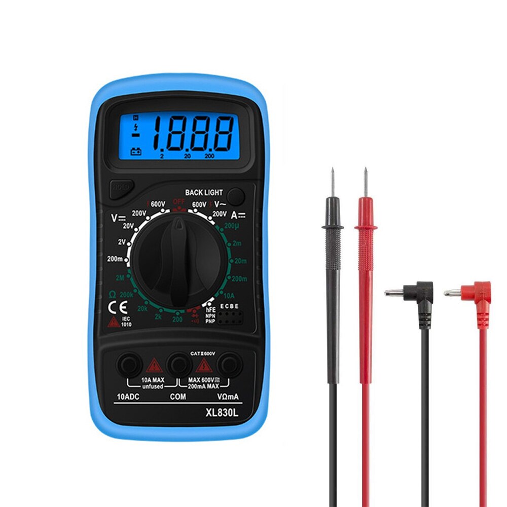 XL830L Handheld Digitale Multimeter Lcd Backlight Draagbare Ac/Dc Amperemeter Voltmeter Ohm Voltage Tester Meter Multimetro: XL830L-Blue