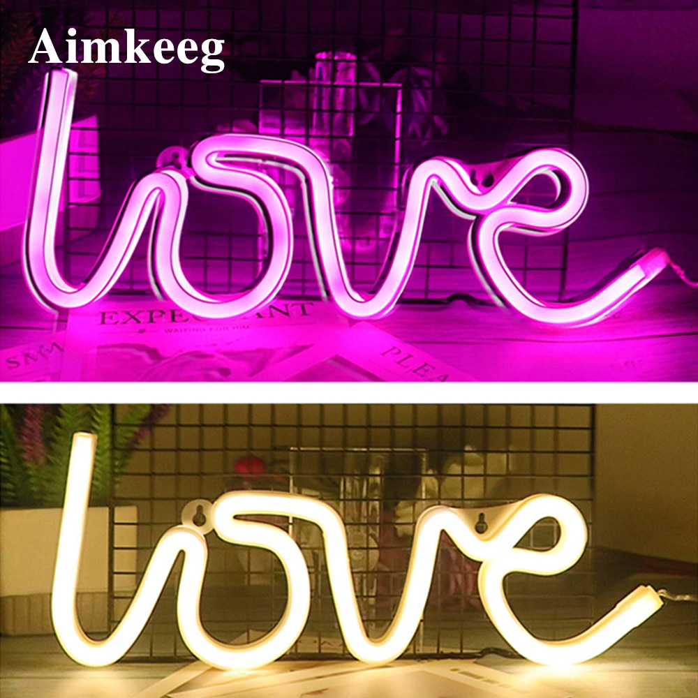 Valentines Day LOVE Neon Light LED Neon Sign Decoration Wall Lamp for Lovers Wedding Party Anniversary Decor Night Lights