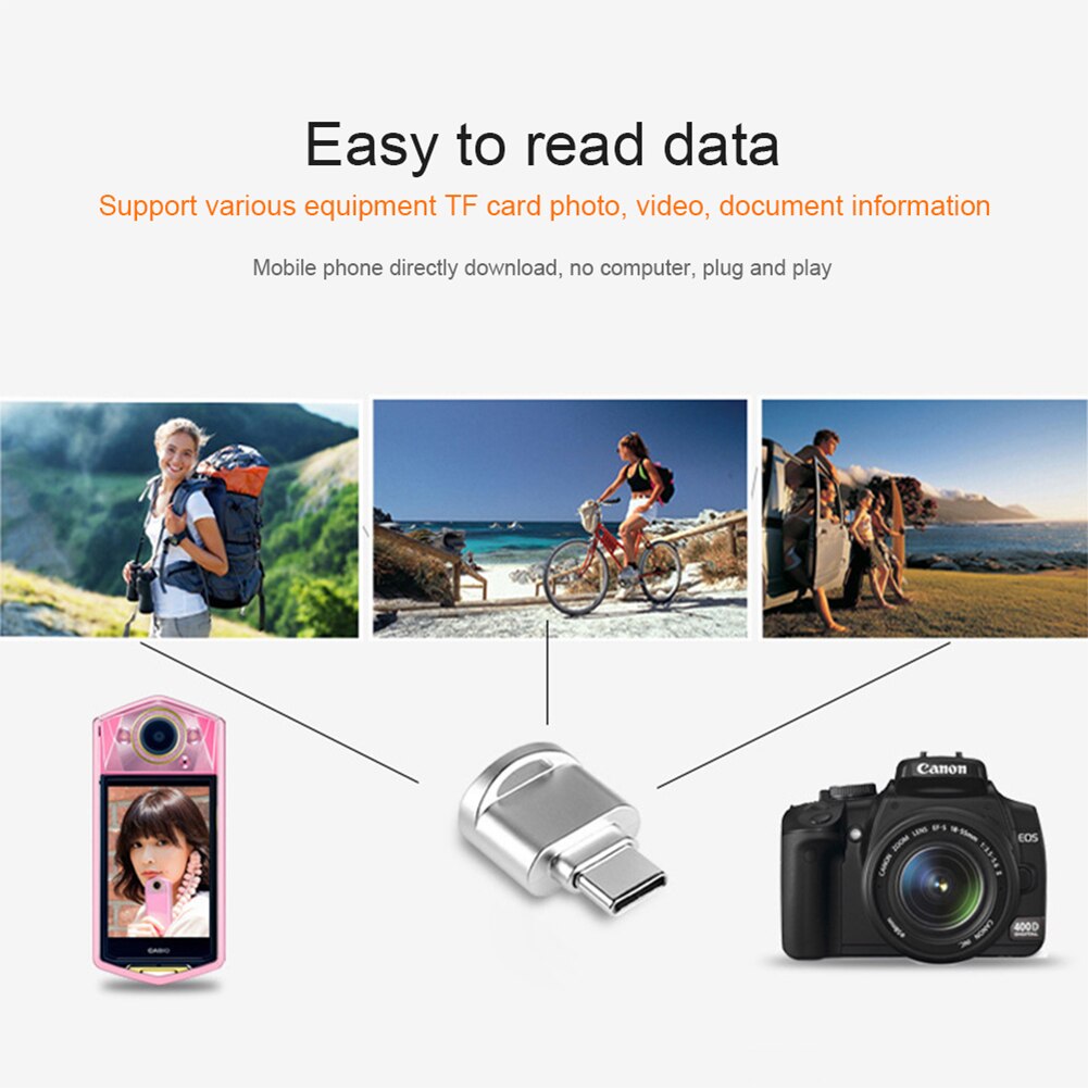 Mini Portable USB Type C Card Reader 512GB OTG TF Memory Card Reader for Smartphone Tablet Laptop Desktop PC