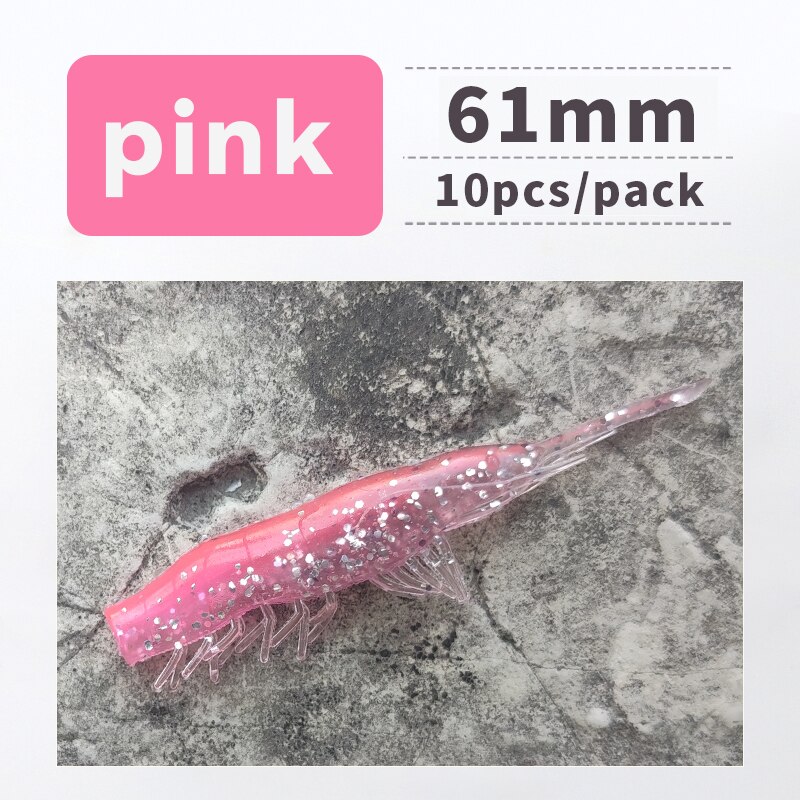 ANKIKEDI-Señuelo de Pesca de Silicona Blanda Similar a una Gamba, Cebo para Pescar Lubina, Carpa o Lucio, Ideal para Usar desde Roca: Pink