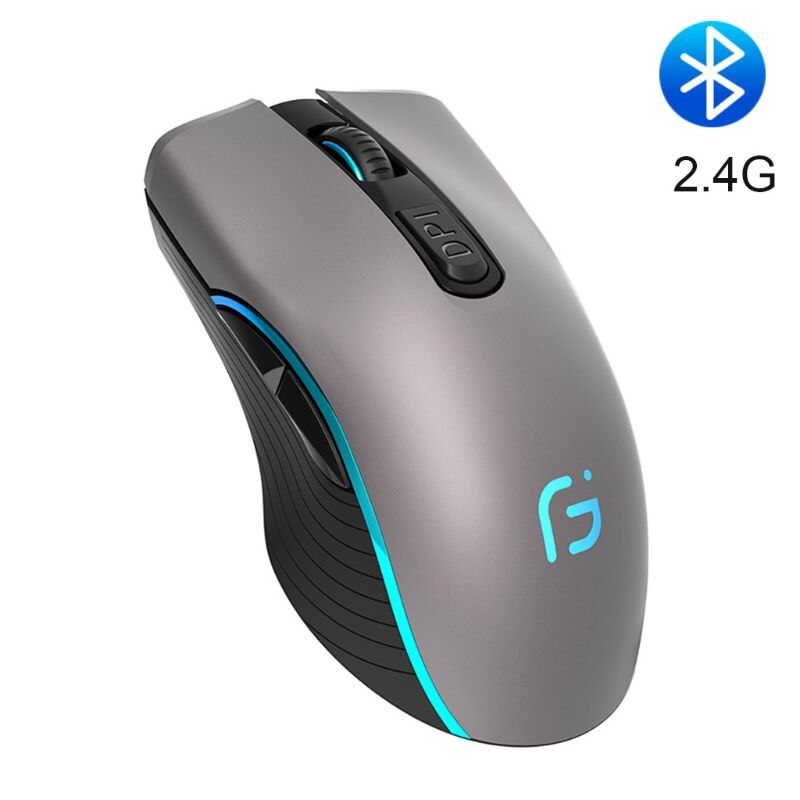 2.4GHz USB Wireless Bluetooth Rechargeable Mouse 7 Color Breathing Light 3 Gear DPI Silent Gaming Office Laptop Mouse: gray-2