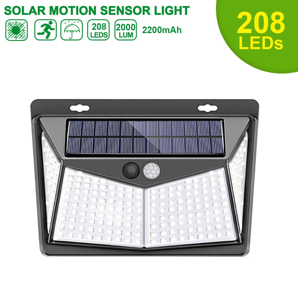 LED Solar Lamp Solar Motion Sensor Lights IP65 Outdoor Street Lights 20/25/30/100/208 Led Security Wall Lamp for Garden Decor