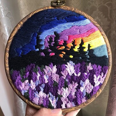 Europa gör det själv band blommor broderi set med ram för gör det själv växter körsbärsträd handarbete handarbete målning: 2