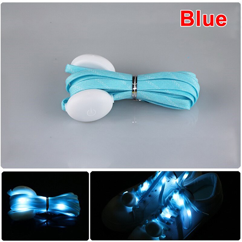 1 Paar Lui Geen Stropdas Led Sport Veters Lichtgevende Schoenveters Glow Schoen Strings Ronde Flash Licht Schoenveters Batterijen Niet inbegrepen: Blauw