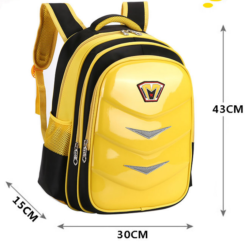 Sac à dos d'école imperméable et réfléchissant pour enfants, cartable orthopédique de supérieure pour filles et garçons: Yellow big