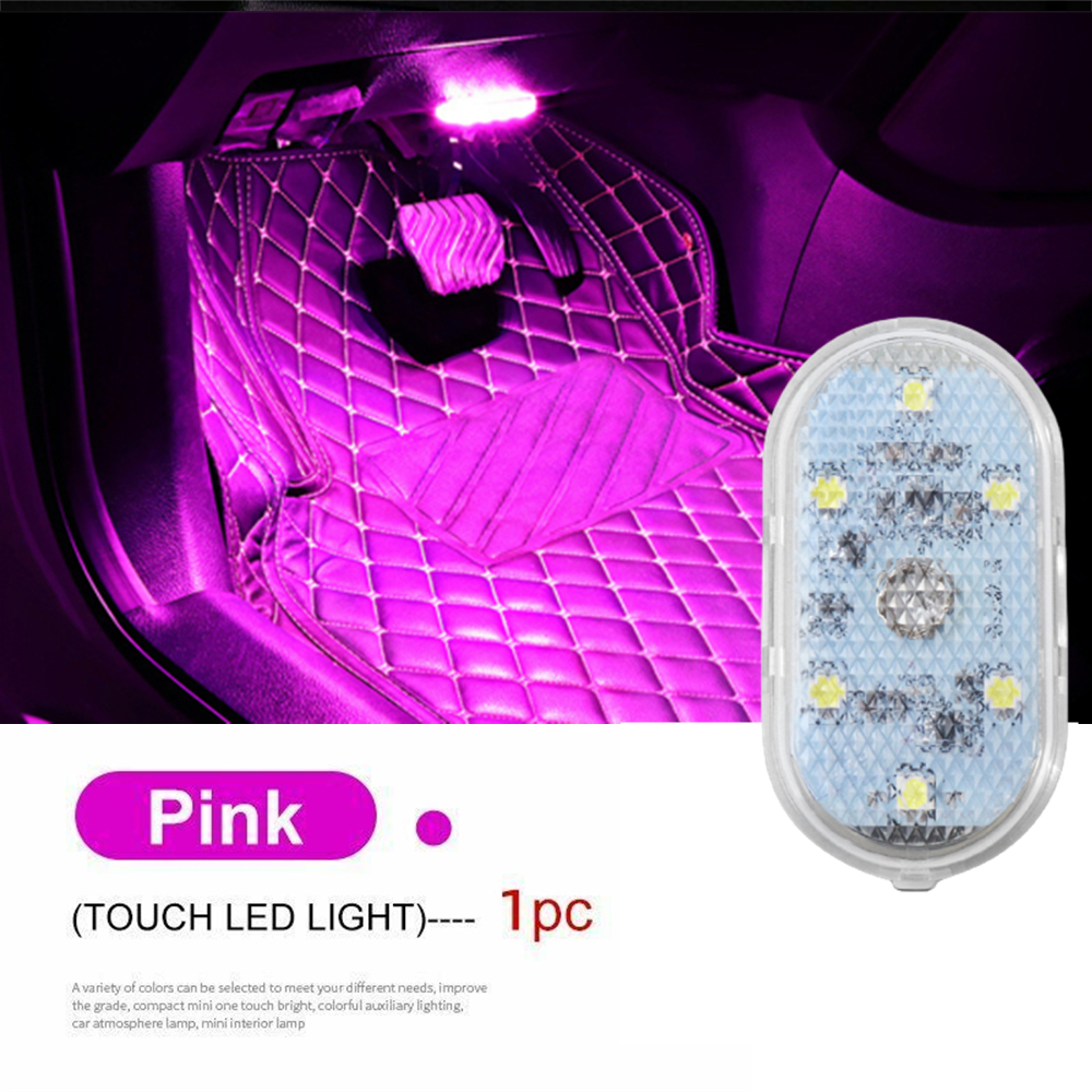 Luz táctil magnética, imanes de techo de mano para coche, lámpara de techo, iluminación interior para coche, luz de lectura nocturna, lámpara de lectura, luces interiores de coche: Morado