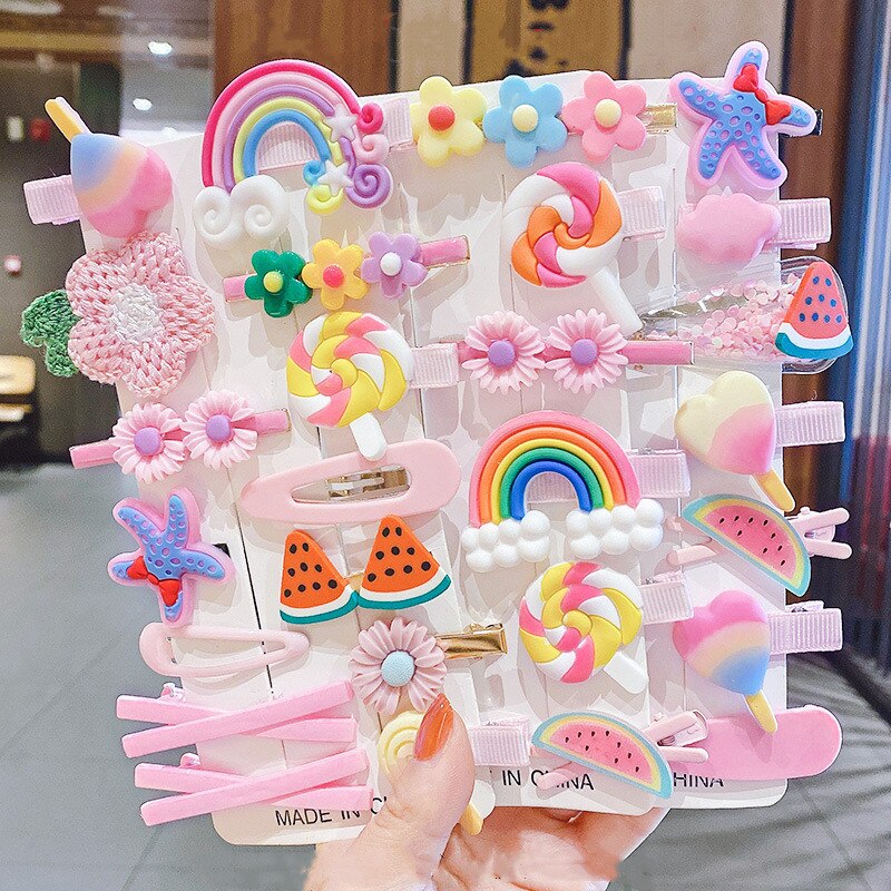 Mädchen Cartoon haar zubehör set haar clip BB haarnadel Rainbows lollipops eis clip Schöne perfekte für Kinder partei