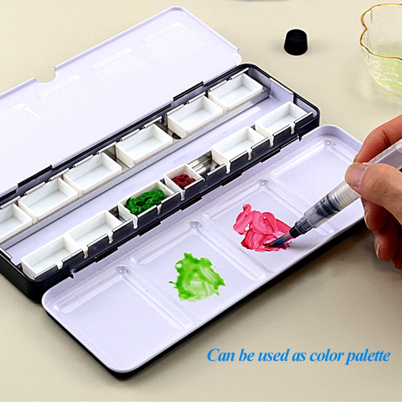 Art Watercolor Pigment Paint Grid Empty Full/Half Pan/Grid/Block/Case/Box 14/24/48pcs Empty Iron Box Subpackage Storage Box Tool