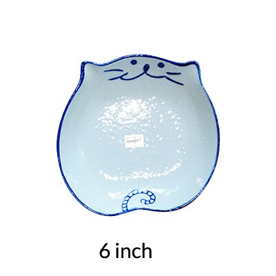 2pcs Cute Cat Spoon Plates Ceramic Tableware Home Simple Dishes Japanese Style Rice Bowls Plates Porcelain Bowls Spoon