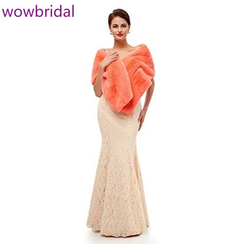 Bolero Jacket Avondjurk Sjaal Bridal Wraps Fur Cape Fur Sjaal Veer Robe Sheer Wit Bont Mantel Winter Witte Mantel jas