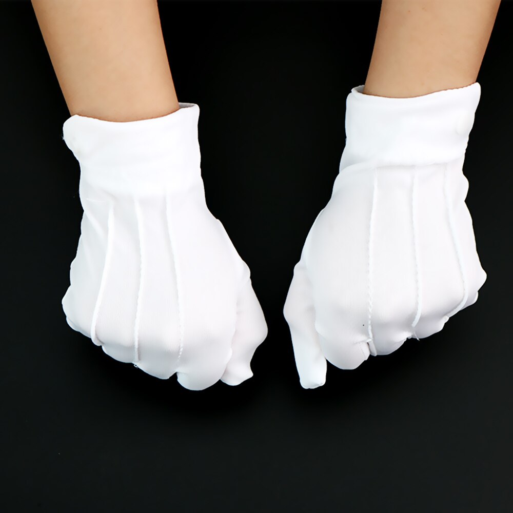 1Pair Unisex White Cotton Formal Gloves Work for Catering Band Parades Inspection Magician Police Cleaning Tools