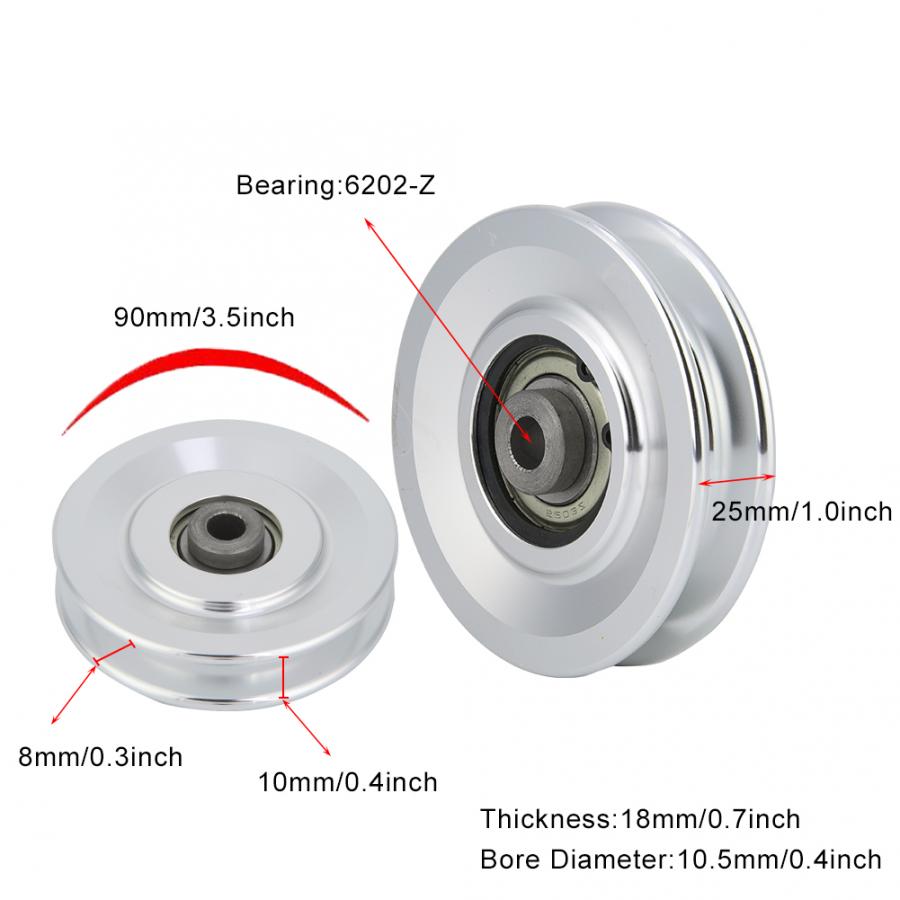 Universal 90mm/115mm- diameter aluminiumslegering slidtæt leje remskive hjulkabel gymnastikudstyr tilbehørsdele
