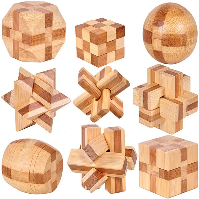 Holz 3D IQ Puzzle Kongming Schlösser Luban Lock Gehirn Teaser Logic Puzzle Cube Pädagogisches IQ Spiel Spielzeug für Erwachsene Kinder jugendliche