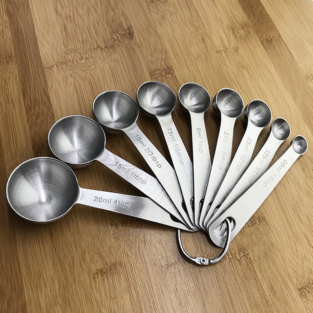 9pcs Measuring Spoons Stainless Steel Ingredients Seasoning Scoop Kitchen Sugar Cake Baking Measuring Tools Cooking Accessories