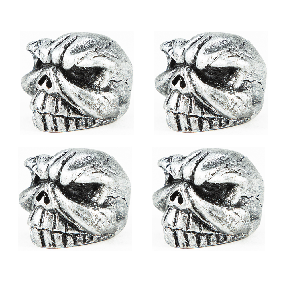 Bouchons de tige de Valve de roue de voiture, 4 pièces/ensemble, Style crâne de voiture universel, noyau en cuivre antirouille, moto, vélo: Argent